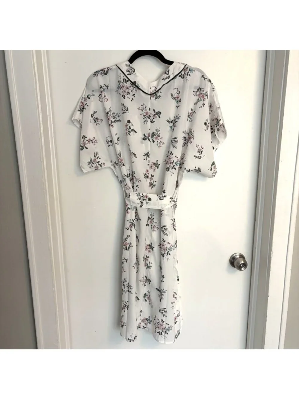 NEW Moon River Floral Kimono Robe Belt XS White Pink Green Cottagecore Boho